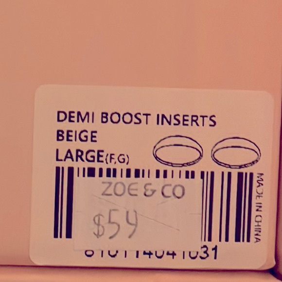 Boombas Demi Boost Inserts in Beige Size Large (F, G) NWT in original box! - Picture 3 of 3